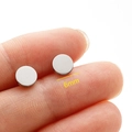 6mm minimalist silver stainless steel round stud earrings with flat geometric surface - 6mm / Steel