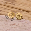 Boucles d'oreilles coquillage en acier inoxydable doré 18K pour la plage, 9x8mm - Incrustation de Coquillage Or