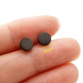 Minimalist 6mm black flat round stainless steel stud earrings with matte finish - 6mm / Black