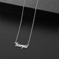 Collar minimalista de acero inoxidable plateado con colgante de signo zodiacal Escorpio - Escorpio / Plateado