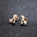 Orecchini a perno con silhouette di cane minimalista in acciaio oro rosa - Forma Cane (480) / Oro rosa