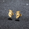 Orecchini a perno in acciaio inossidabile dorato con design koala traforato - Forma Koala (479) / Oro