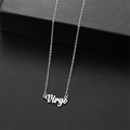 Collar signo Virgo en plata con letras artísticas y cadena fina de eslabones - Virgo / Plateado