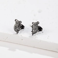 Orecchini a perno a forma di koala in acciaio inossidabile con finitura nera opaca - Forma Koala (479) / Nero