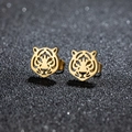 Orecchini a perno a forma di testa di tigre in acciaio inossidabile dorato - Forma Tigre (476) / Oro