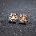 Orecchini a perno minimalisti in acciaio inossidabile oro rosa con design a tigre - Forma Tigre (476) / Oro rosa