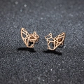 Orecchini a perno scoiattolo origami in acciaio inossidabile oro rosa geometrico - Forma Scoiattolo (475) / Oro rosa