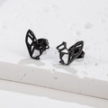 Orecchini a perno a forma di scoiattolo nero, stile origami geometrico in acciaio inox - Forma Scoiattolo (475) / Nero