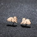 Orecchini a perno a forma di gatto in oro rosa realizzati in acciaio inossidabile - Forma Gato (474) / Oro rosa