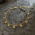 Elegant 18K gold plated titanium steel bracelet with butterfly charms on dark stone - Mini Butterfly Anklet / Gold