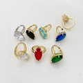 Kollektion verstellbarer offener Ringe mit Marquise-Zirkonia in Gold- und Silberauflage - Blauer Marquise (Gold-Blauer Zirkon)