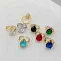 Anelli regolabili con zirconi a goccia disponibili in vari colori vivaci e brillanti - Goccia Blu (Oro-Zircone Blu)