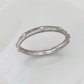 Silver brushed metal vintage cuff bracelet featuring inlaid sparkling zircon stones - Bracelet White Silver White Zirconia