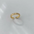Anello a catena dorato regolabile con zirconi rosa incastonati per donna elegante - Base Oro con Zirconi Trasparenti / Anello aperto regolabile