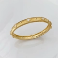 Vintage gold brushed texture cuff bracelet with sparkling crystal diamond accents - Bracelet Gold White Zirconia