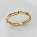 Vintage gold brushed bracelet with dark blue gemstones and ornate palace design - Bracelet Gold Blue Zirconia