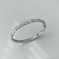 Silver twisted rope ring with sparkling micro-pave cubic zirconia crystals - Silver Color Clear Zirconia
