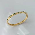 Braided gold bracelet with emerald green rectangular cubic zirconia setting - Gold Green Zirconia