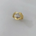 Anello stile oceano placcato oro 18k con forma a cuore e dettaglio a conchiglia in argento - Cuore Conchiglia-Oro+Bianco