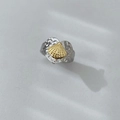 Anello a cuore bicolore stile oceano con conchiglia dorata e finitura martellata argento - Cuore Conchiglia-Bianco+Oro