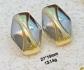 Vista macro de pendientes geométricos bicolor que muestra dimensiones 27x19mm y peso 13,14g - Estilo de Superficie Curva Irregular Geométrica