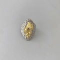 Marine style 18k gold conch shell ring with two-tone silver cable textured band - Rhombic Conch-White+Gold