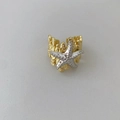 Marine style 18k gold and silver two-tone open ring with starfish and coral texture - Coral Texture Starfish-Gold+White