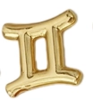 Polished gold Gemini zodiac symbol pendant for DIY necklace and bracelet jewelry - Gemini-Gold