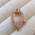 Close-up of rose gold lobster clasp with micro-pave cubic zirconia on ivory fabric - L3 Style (Large) / Rose Gold