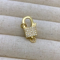 Colgante de candado chapado en oro con circonitas y cierre de langosta para joyería DIY - C3 Dorado