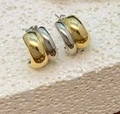 Minimalist thick two-tone gold and silver C-shaped stud earrings with a polished mirror finish - C-Shape Two-tone Style (Double Color 5)