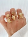 Squisito anello dorato serie oceano con conchiglia e stella marina e zirconi stile n. 9 - Stile Marino Misto Dorato (Oro-8)