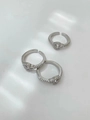 Verstellbares silbernes Herzschloss-Ring-Set mit funkelndem Zirkon-Pavé und Schlüsselloch - Herzschloss-Design (Stil 2 Weißer Ring)