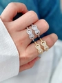 Modischer Ring in Gold und Silber mit Doppelknoten und funkelnden Zirkonia-Steinen - Schleifen-Design (Stil 1 Weißer Ring)
