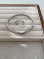 Silver jewelry set with chain design ring and bracelet featuring pavé set cubic zirconia - Style 2 / White / Ring