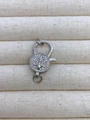 Cierre de mosquetón plateado con flor de lis en micro-pave de circonitas para joyería DIY - Estilo Flor de Lis (O2) / Oro blanco