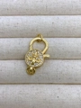 Cierre de mosquetón dorado con flor de lis y circonitas para collares y joyería DIY - Estilo Flor de Lis (O2) / Dorado