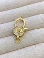 Cierre de mosquetón de cabeza de león chapado en oro de 18k con circonitas para joyería DIY - Estilo Cabeza de León (P3) / Dorado