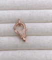 Chiusura a moschettone in oro rosa 18K con zirconi bianchi per bracciali fai-da-te - Stile Classico (#7) / Oro rosa