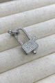 Silver 18K zircon padlock pendant connector with full diamond micro-pave for DIY jewelry - Medium / White Gold