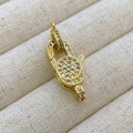 Squisita chiusura a moschettone placcata in oro con zirconi micro-pave su tessuto - Stile k2 / Oro