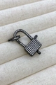 Black plated padlock jewelry clasp with pavé cubic zirconia for necklaces - Medium / Black White Zircon