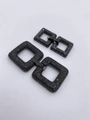 Macro detail of black pavé-set rectangular jewelry clasps with industrial aesthetic - Small / Black With Black Zirconia