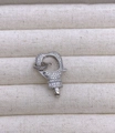 Chiusura a moschettone in argento con micro-pavè di zirconi e diamanti baguette per gioielli - Stile Cuore Baguette (#6) / Oro bianco