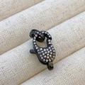 Elegant black plated lobster clasp with micro-paved white cubic zirconia stones - J1 Style / Black (White Zirconia)