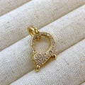 Golden lobster clasp pendant with micro-pave cubic zirconia crystals for jewelry making - L3 Style (Small) / Gold