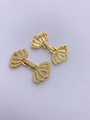 Makroaufnahme eines vergoldeten Schleifen-Verschlusses mit Zirkon-Steinen und Perlen-Verbinder - 07-Schmetterling/Fächer-Stil / Gold
