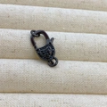 Fermoir mousqueton en forme de cœur noir avec cristaux de zircone micro-pave - A1 Noir Zircone Noire