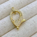 Golden lobster clasp connector with micro-pave white cubic zirconia for jewelry DIY - L3 Style (Large) / Gold