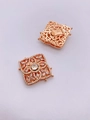 Chiusura quadrata floreale in oro rosa con zirconi per creazioni di gioielli DIY - Stile Floreale Cavo Quadrato Oro Rosa / Oro rosa
